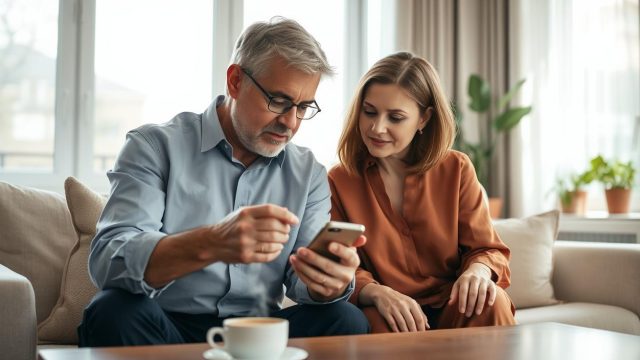 Mature singles controllano la disponibilità dell'app sullo smartphone
