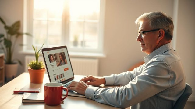Persona che prepara il profilo per incontrare persone compatibili