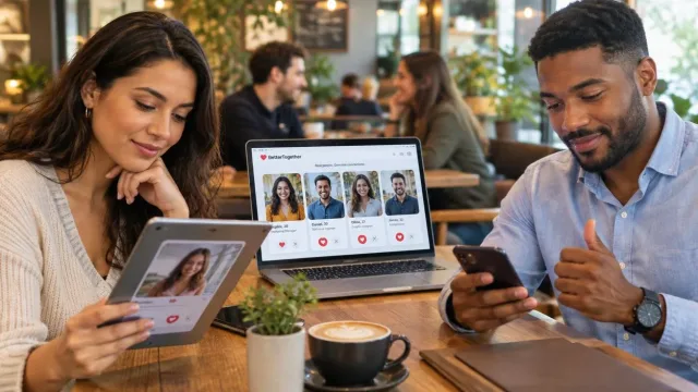 Persona valuta profili e informazioni su piattaforme di incontri